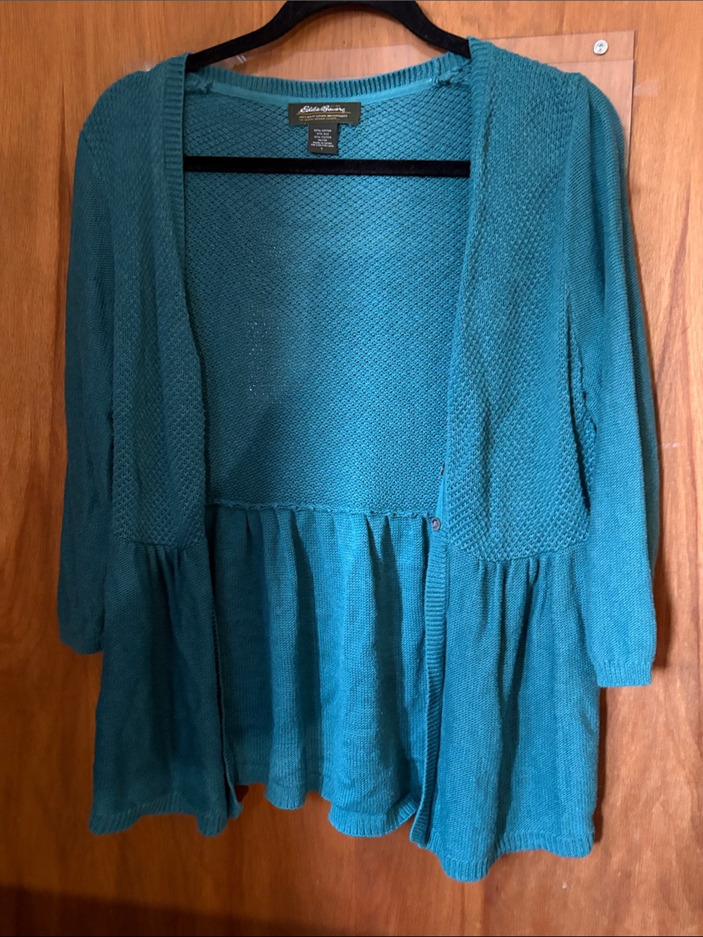 Eddie Bauer Teal Knit Peplum Women’s Cardigan
